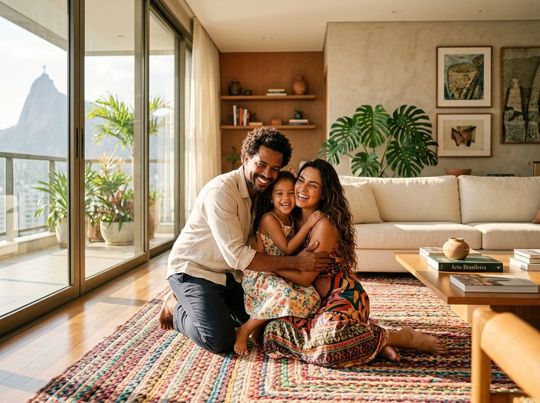 Família reunida em momento de afeto representando seguro de vida
